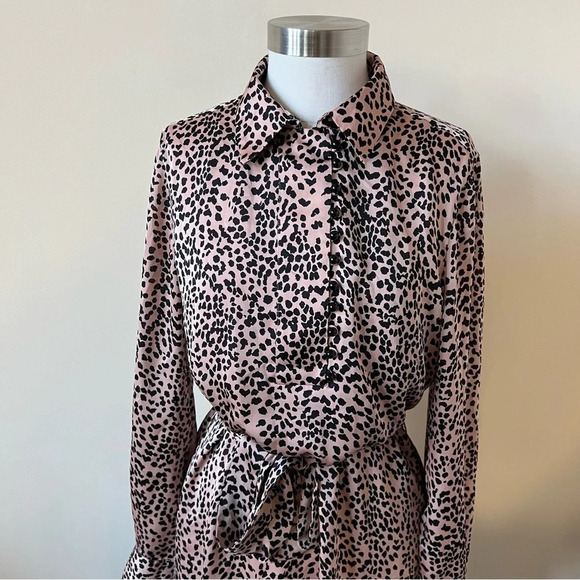 Equipment Femme Temera Leopard print Mini Shirt Dress Blush 17338 - Picture 11 of 14